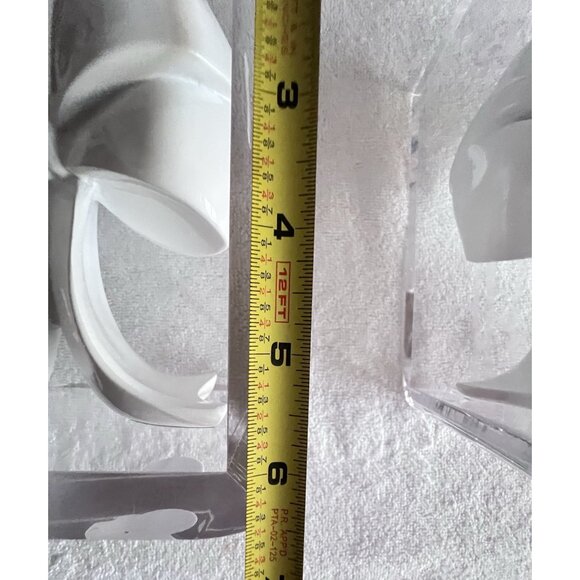 PAIR LUCITE Bookends White High Gloss Bow Modern Contemporary Feminine Designer - Picture 6 of 12